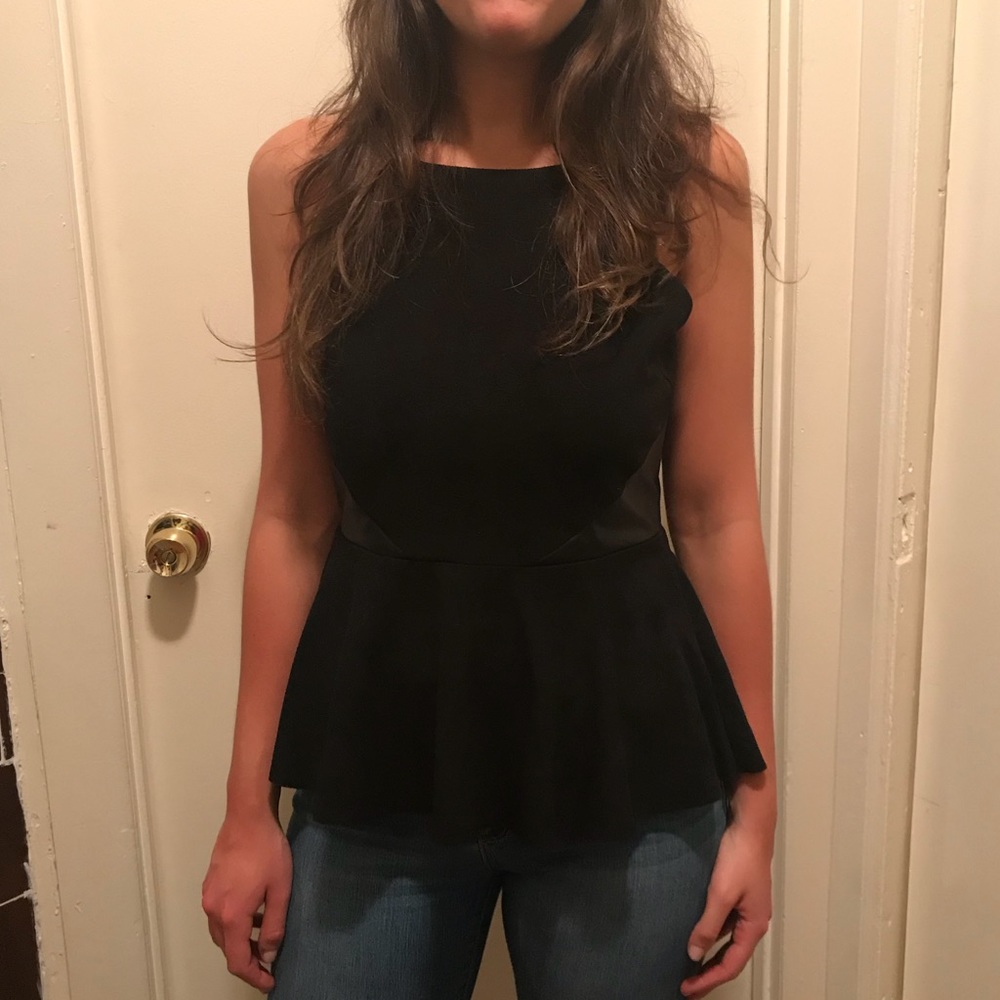 Black Velvet Halter Top with Peplum Detail